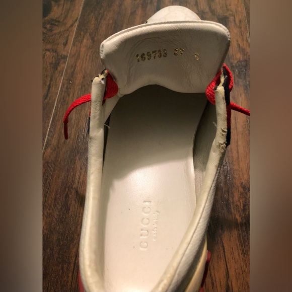 Gucci GG Monogram Script White/Navy/Red Sneakers SZ 37 - Picture 10 of 13